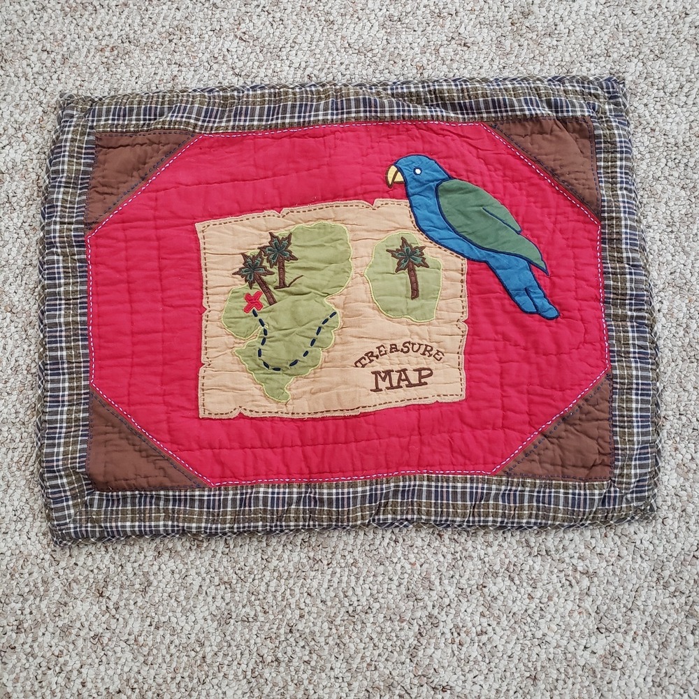 Vintage The Company Store Company Kids Treasure Map Pillow Sham Standard Parrot